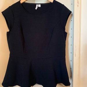 Elle Black Textured Peplum Top